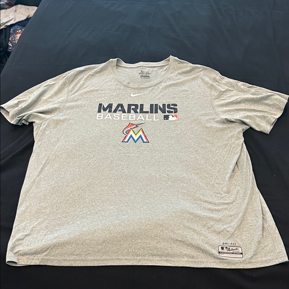 Nike Gray Marlins Baseball Tee